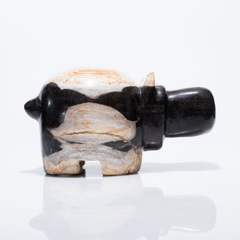 Petrified Stone Hippo and Rhino Friend Sculptures