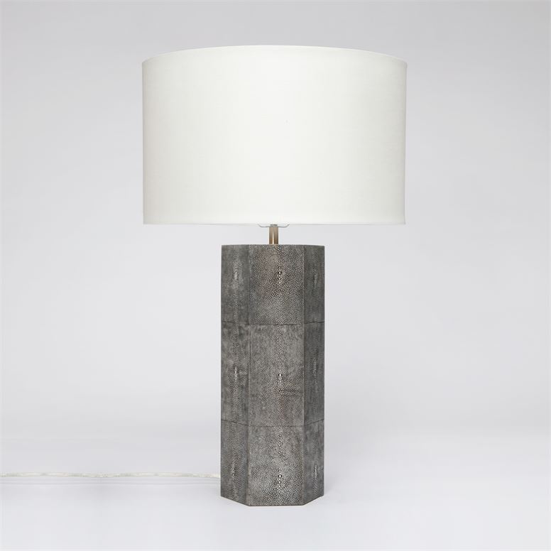 taller table lamp with hexagonal base in color option cool grey