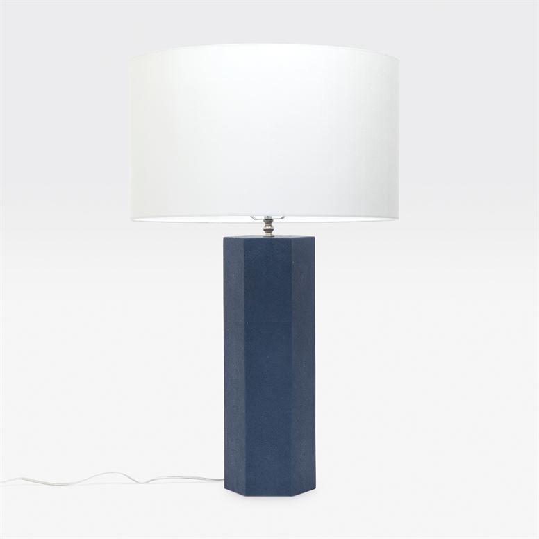 taller table lamp with hexagonal base in color option navy