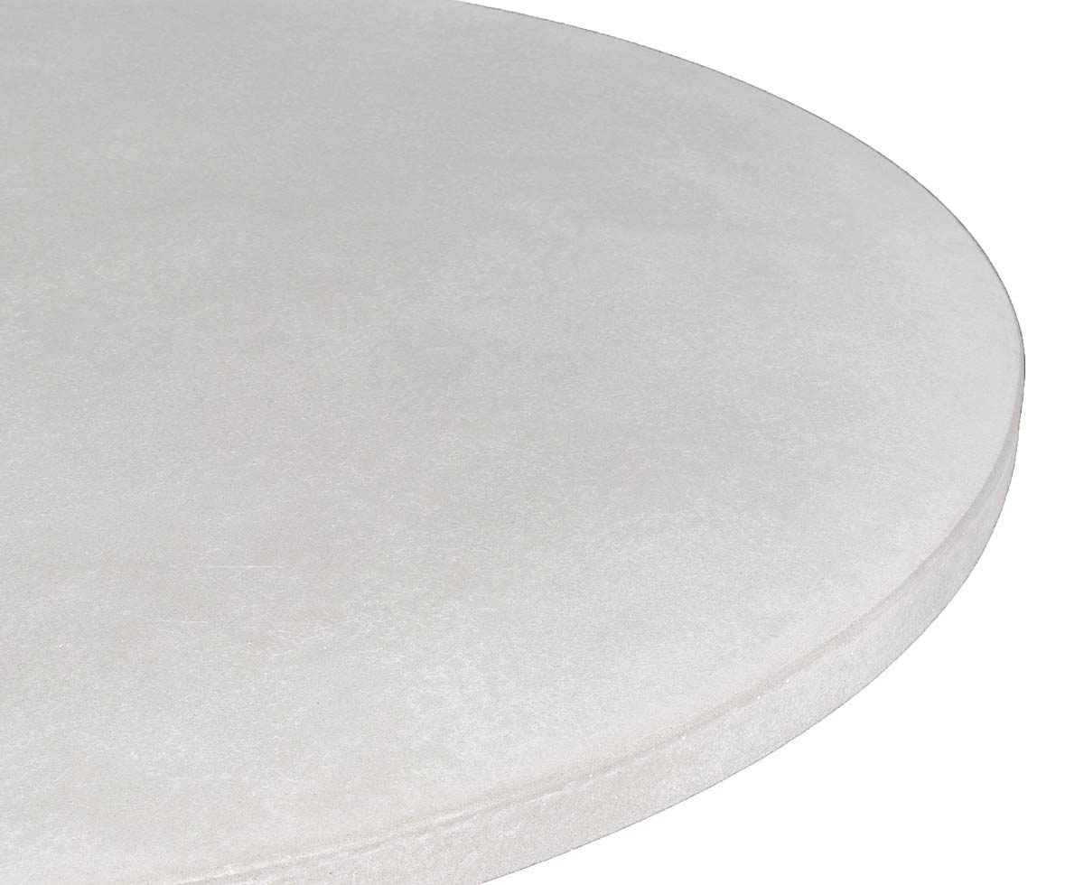 closeup of concrete tabletop in white finish