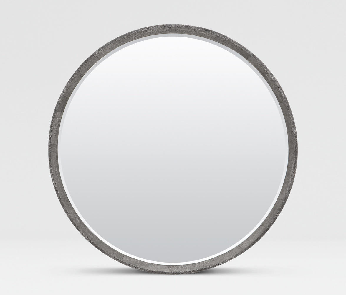 round mirror with thin frame in color option cool grey