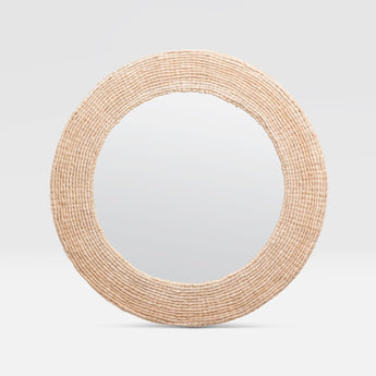 Made Goods Contemporary Amani Round Mirror in Bleached Abaca