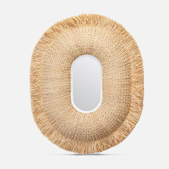 Made Goods Casey Raffia Fringe Oval Mirror