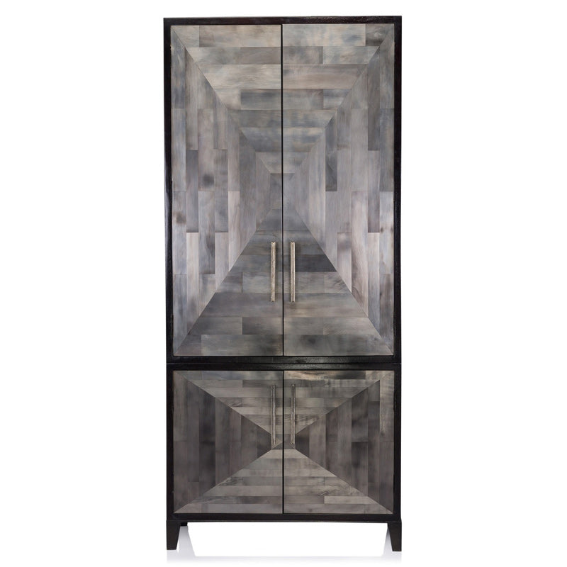 two-piece armoire with four doors in clear silvering finish