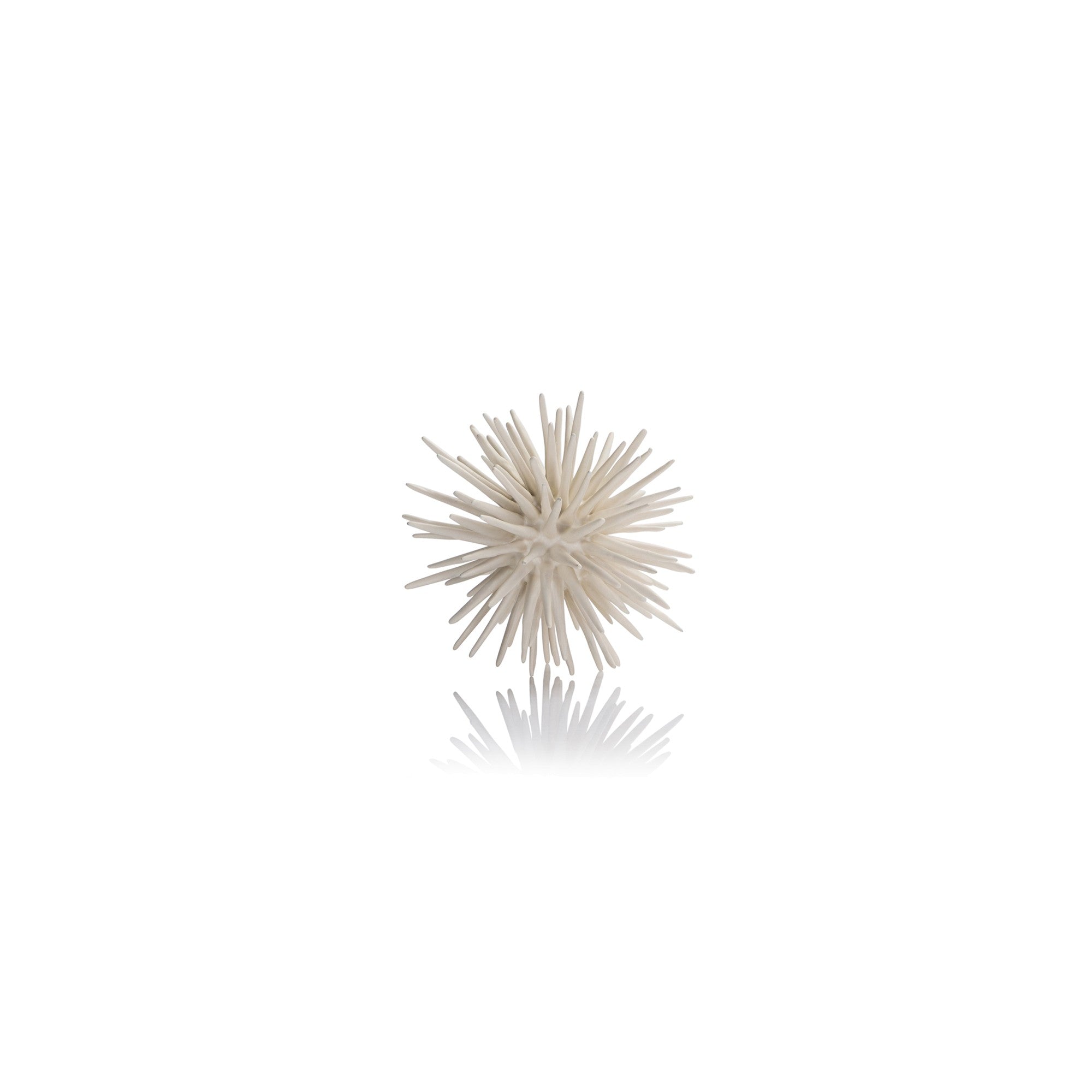 white sea urchin shaped decor in size small