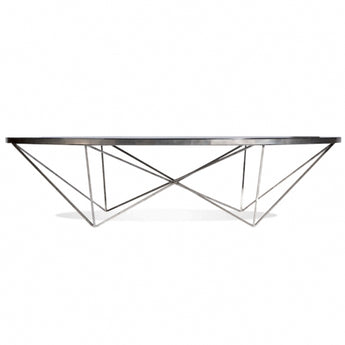 side view of cocktail table to show geometric frame