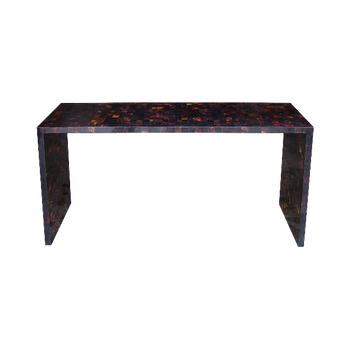 squared console table in dark brown shell finish
