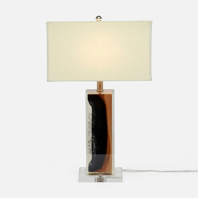 front view of multicolor table lamp in shorter height option