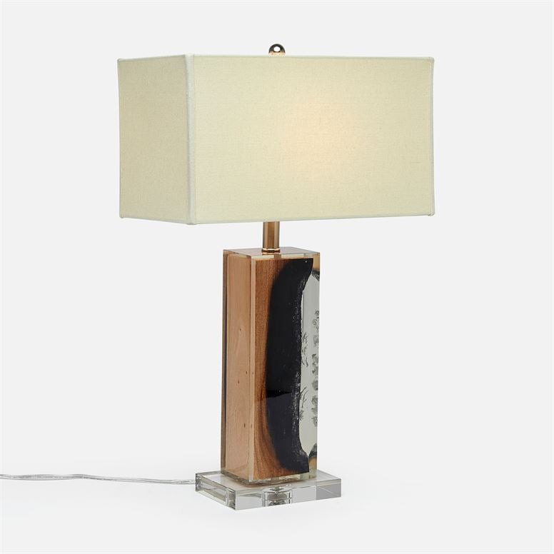 angle view of multicolor table lamp in shorter height option