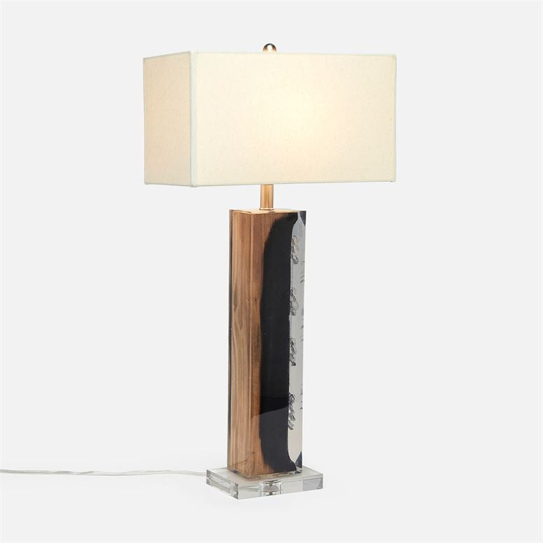 angle view of multicolor table lamp in taller height option