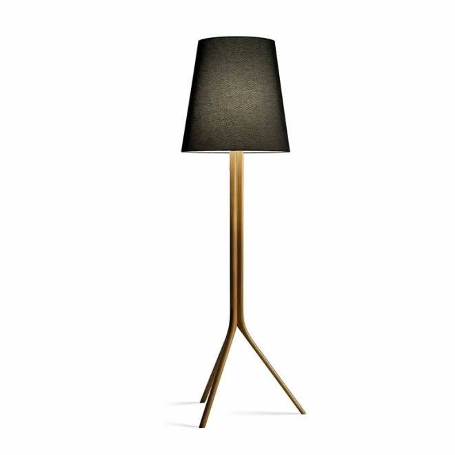 floor lamp with conical black shade in shorter height option