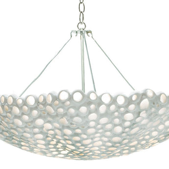 white resin chandelier with coral-like holes