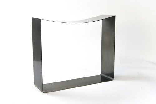 steel-finished stool with concave top side