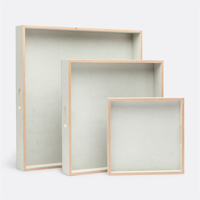 set of three off-white trays