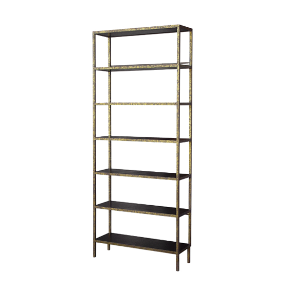 iron framed ladder-style shelving unit