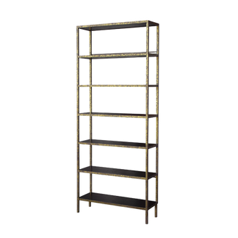 iron framed ladder-style shelving unit