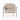 Graceful Haven Chair: Modern Curved Armchair in Performance Fabric with Sleek Iron Base